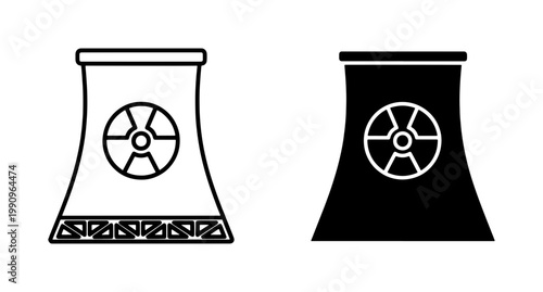 Nuclear Power Plant Cooling Tower Icon Set