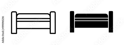 Minimalist Bed Icon Set in Outline and Solid Style