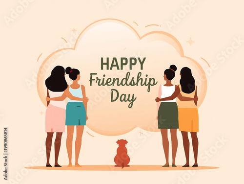 Four Friends Celebrating Friendship Day with Dog