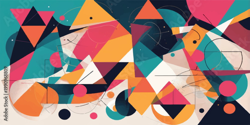 Colorful abstract geometric background with bright triangles and modern design