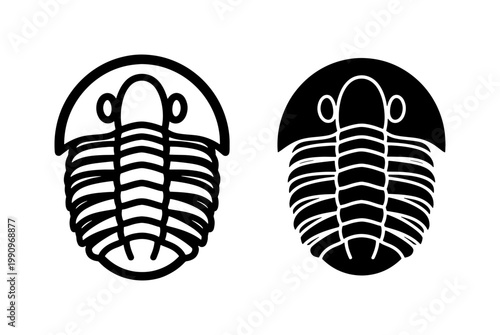 Trilobite fossil prehistoric arthropod icon set