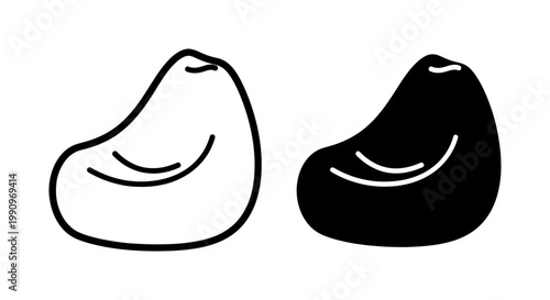 Minimalist Bean Bag Chair Line Art and Silhouette Icon Set