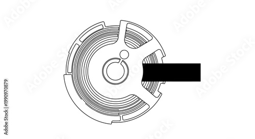 3D Printer Filament Spool Outline Illustration on Isolated White Background