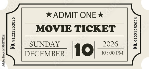 Retro movie vector ticket