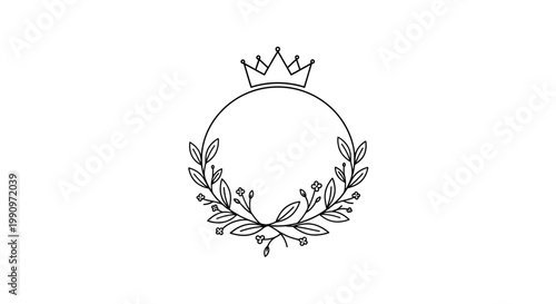 Elegant crown and laurel wreath design.
