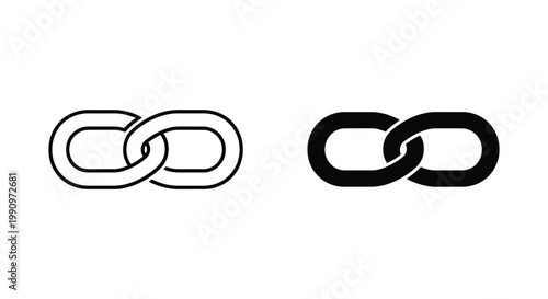 Interlocking chain links vector icon set for connection and network representation