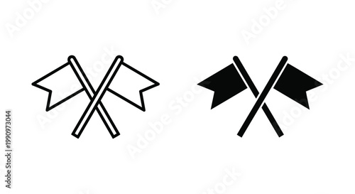 Crossed flags symbol icon vector illustration isolated on white background set
