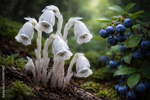 Indian pipe flower ghost plant highlighting its botanical link to blueberries