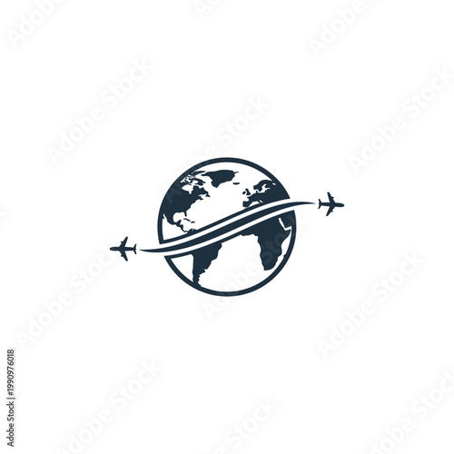 Air travel around the world globe.