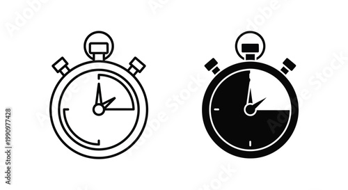 Stopwatch timer icon set representing time measurement and countdown for productivity vector