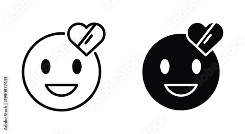 Happy face icon with heart symbol for positive feedback or social media love reaction vector
