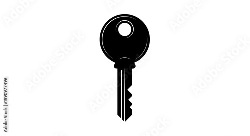 An illustration of a single black key on a white background