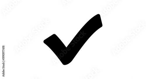 A large black checkmark symbol is shown prominently on a white background.