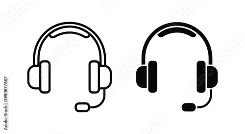 Customer support headset icon for communication services and technical help desk interface