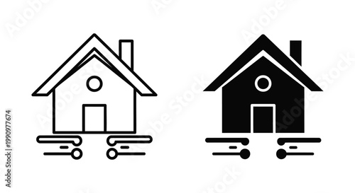 House with key icon representing real estate and home security concept vector graphic