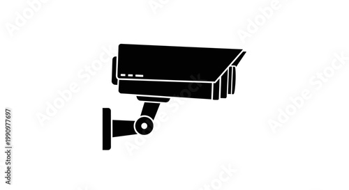 An illustration of a security camera mounted on a wall.