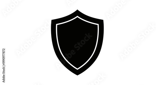 A black shield icon with a white outline is displayed prominently.