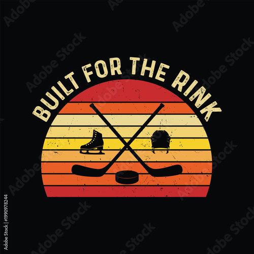Hockey sunset t shirt design vector illustration  Built for the rink