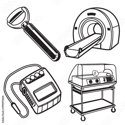 Magnifier, Medical Scanner and Diagnostic Equipment Illustration