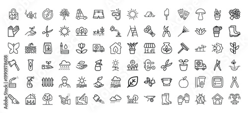 Minimal thin line icons set collection, universal outline symbols pack for web, app, UI design