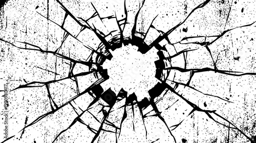 Black and white cracked glass texture with shattered effect