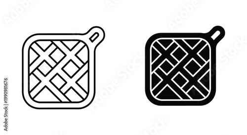 Kitchen pot holder icon set for cooking and culinary home appliance design vector graphic