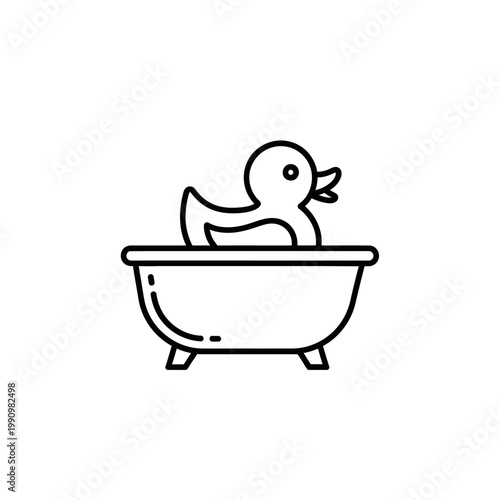 Rubber duck in a bathtub.
