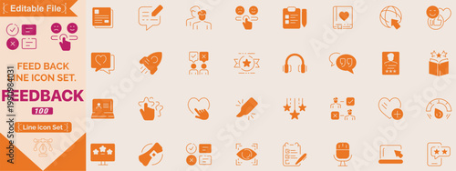 Feedback icon set. Duotone color. Vector illustration. Containing feedback, like, customer review, review, good feedback, decline, rate.