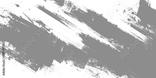 Abstract gray paint brush strokes on white background creating dynamic diagonal texture effect for modern artistic design projects