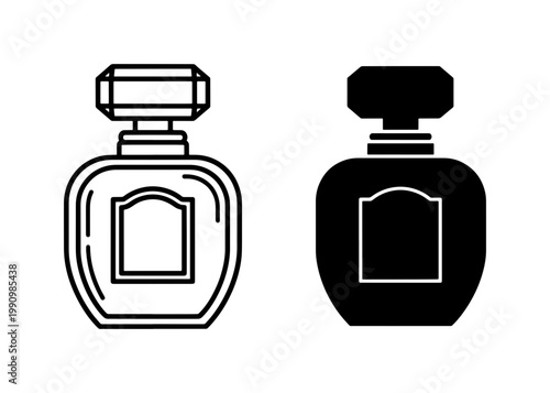 Perfume Bottle Line and Silhouette Icon Set