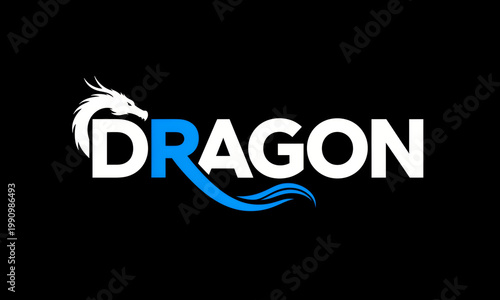 Modern blue and white dragon typography logo design for gaming, sports, or corporate brand identity.