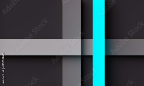 Abstract geometric background with glowing cyan and grey intersecting lines and material design shadows