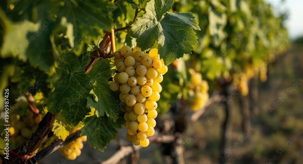 Fototapeta premium White wine grape from northern Italy cultivated by Guyot pruning style