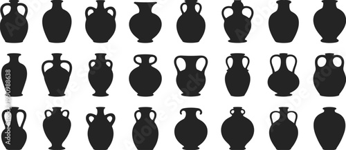 Collection of Ancient Greek Amphora Silhouettes vase
