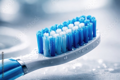 Manual toothbrush equipped with vibrant blue cleaning bristles