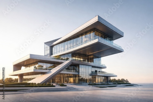 Modern architectural structure isolated with copy space for urban design layouts