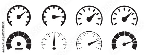  Flat set of four speed indicator and gauge icon for web and app.  vector  illustration eps 10.