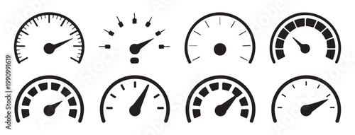 Collection of four tachometer and gauge  icon for dashboard UI design. vector illustration eps 10.