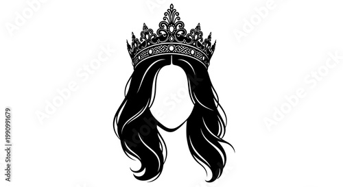 Black and white illustration of a woman's head with a crown.