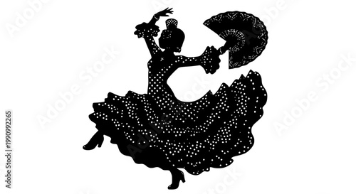 Elegant flamenco dancer in a vibrant traditional costume performing gracefully