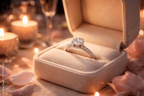 Elegant ring symbolizing love at engagement ceremony