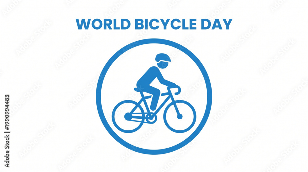 Naklejka premium Minimal cycling icon inside circular frame representing urban mobility and sustainable transport awareness concept for global event branding and creative design use