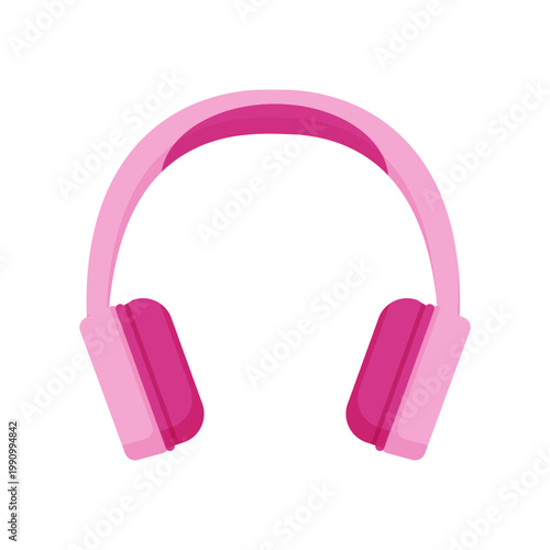Vector illustration of pink over ear headphones. Stylish audio device icon for music listening, streaming, entertainment, and personal sound accessories.