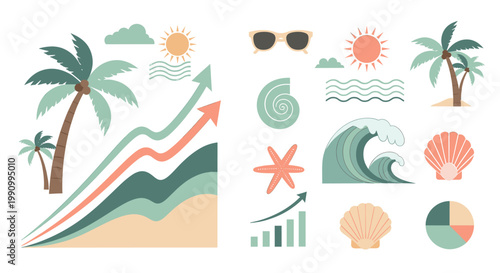 A vibrant, tropical graphic evoking relaxation and a carefree spirit. Ideal for marketing materials, travel blogs, or adding a touch of paradise to yo