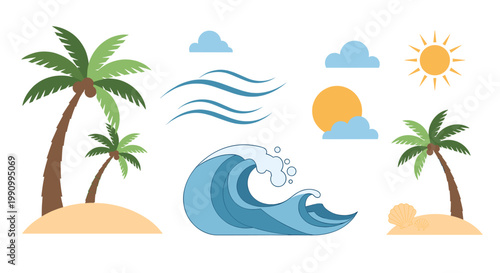 A peaceful, stylized image of a beach scene evokes relaxation, escape, and tropical vacation dreams. Perfect for travel marketing or website backgroun