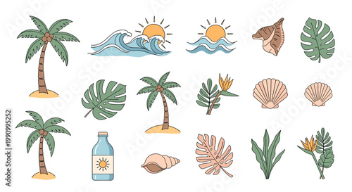 A cheerful illustration of a palm tree on sand, evoking feelings of relaxation and tranquility. Ideal for travel blogs, vacation marketing, or social 