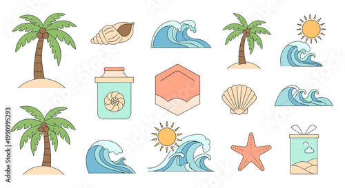 Cheerful cartoon palm tree evokes vacation vibes. Ideal for travel blogs, resort marketing, or adding a touch of paradise to website designs.