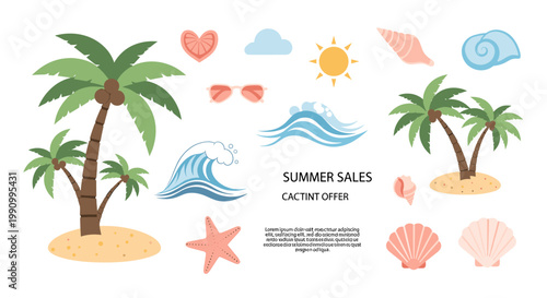A vibrant, stylized palm tree stands on a sun-kissed beach, evoking a relaxing, idyllic getaway. Ideal for travel marketing and website backgrounds.