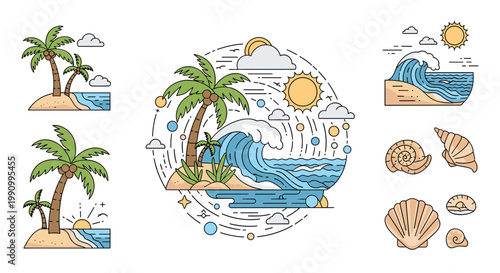 A cheerful, hand-drawn illustration evokes a sense of relaxation and escape. Ideal for travel promotions, website design, or social media content show