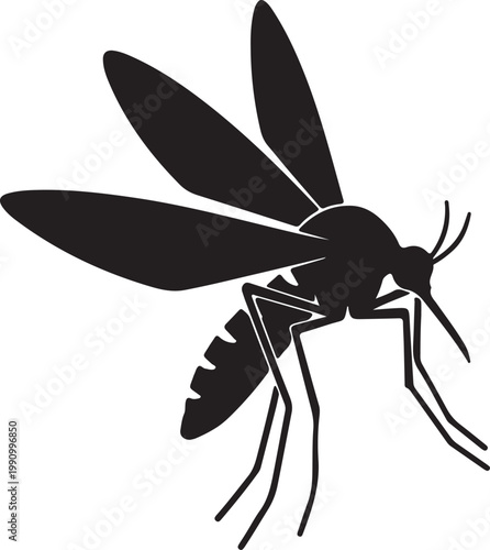 Flying Mosquito Silhouette Icon with Motion Lines Vector Illustration Representing Fast Movement Pest Activity Disease Spread Concept for Malaria Dengue Zika Awareness and Control